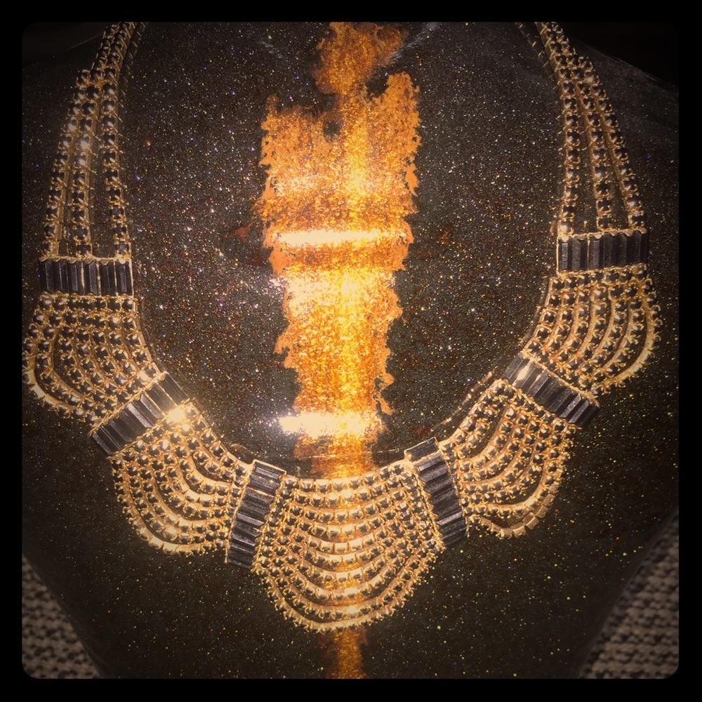 Victorian/Vintage black/gold rhinestone necklace